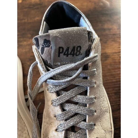 P448 Thea Python Roccia White Leather Platform Sneakers Size 35 - Picture 8 of 9